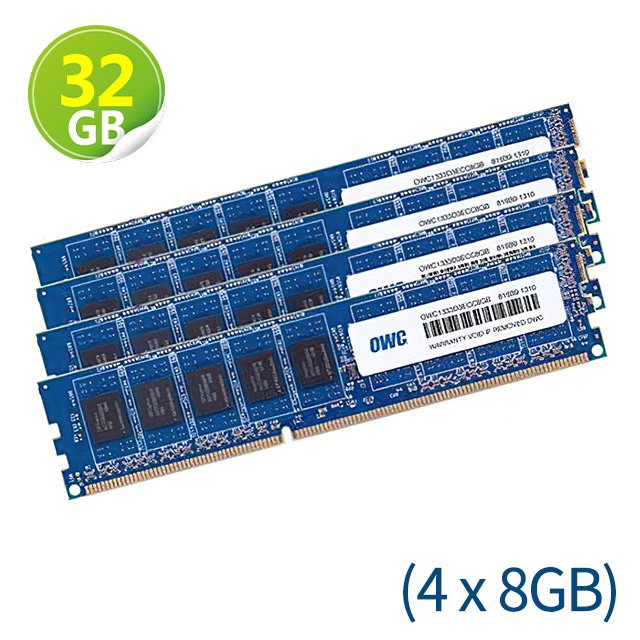 32GB (8GB x4) OWC Memory PC3-10600 DDR3 ECC 1333MHz Mac Pro 2009-2012 升級方案