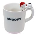 asdfkitty*SNOOPY 史努比白色聖誕老公公造型把手陶瓷馬克杯-杯緣子-日本正版商品