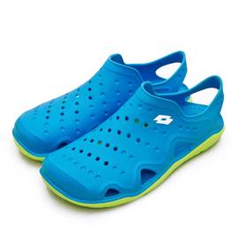 【LOTTO】戶外休閒輕潮洞洞鞋 排水透氣涼鞋系列 藍螢綠 0916 男