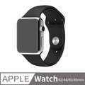 OMG Apple Watch Series 5/4/3/2/1 單色矽膠運動錶帶 純色替換腕帶 手錶帶 42/44mm-黑色