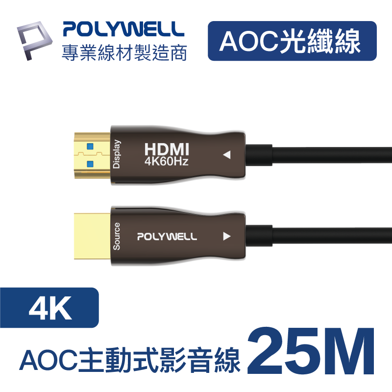 (現貨) 寶利威爾 HDMI光纖線 2.0版 25米 4K 60Hz UHD HDMI 工程線 POLYWELL