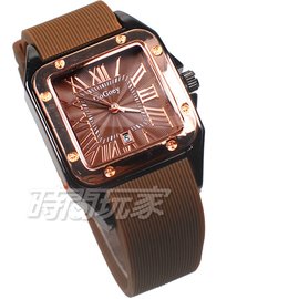 GoGoey 羅馬時尚 細膩紋路面盤 日期顯示窗 時刻女錶 中性錶 學生錶 防水手錶 橡膠錶帶 GC123-3