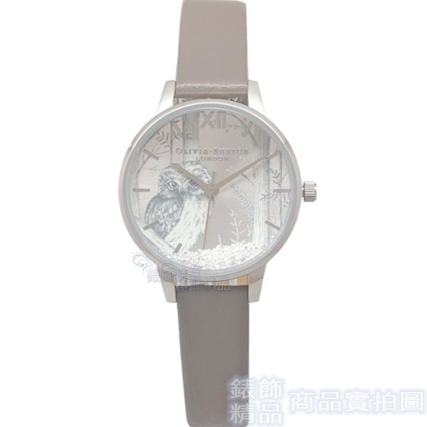 OLIVIA BURTON OB16SG10手錶 貓頭鷹森林 流動水晶 灰色環保錶帶 女錶【錶飾精品】