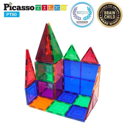 美國畢卡索PicassoTiles 3D立體益智磁性積木60片 - PT60 盒損全新品