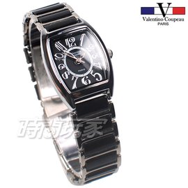 valentino coupeau 范倫鐵諾 酒樽型 數字時刻 不銹鋼陶瓷錶 女錶 防水手錶 V12180黑小