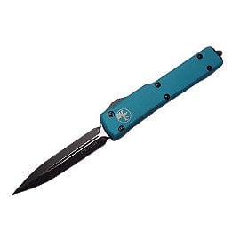 Microtech UTX70 D/E 藍綠鋁柄mini彈簧刀(204P鋼黑刃) -#MT 147-1 TQ