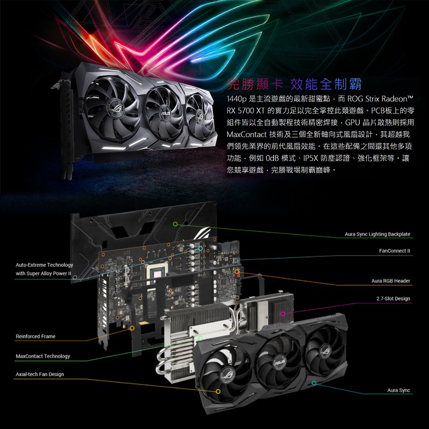 華碩ASUS】ROG-STRIX-RX5700XT-O8G-GAMING AMD顯示卡登錄五年保固- 穩