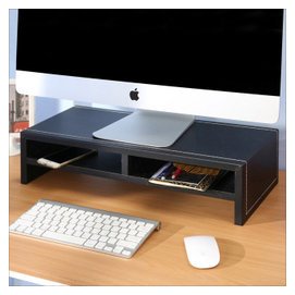 仿馬鞍皮面雙層桌上架 置物架 螢幕架 電腦桌 工作桌 收納櫃 檔案櫃 型號SH045BK