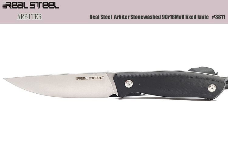 Real Steel Arbiter Stonewashed 3811 fixed knife, Ostap Hel design