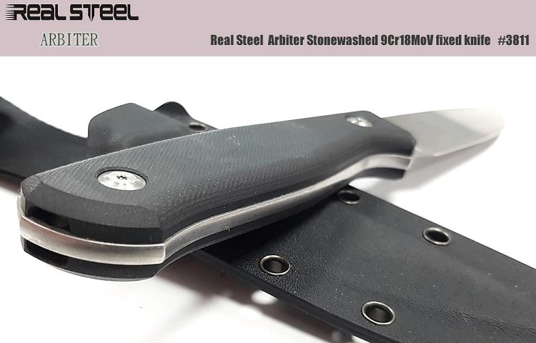 Real Steel Arbiter Stonewashed 3811 fixed knife, Ostap Hel design