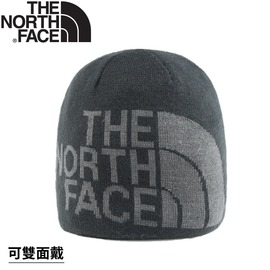 【The North Face 雙面LOGO保暖毛帽《黑/瀝灰》】AKND/保暖帽/毛帽