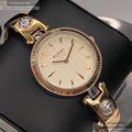 VERSUS VERSACE凡賽斯女錶,編號VV00004,34mm玫瑰金圓形精鋼錶殼,米白色浪波紋錶面,玫瑰金色精鋼錶帶款