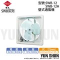 【水電材料便利購】順光牌 壁式 通風機 排風扇 吸排風扇 抽排風機 SWB-12 (110V) (含稅)