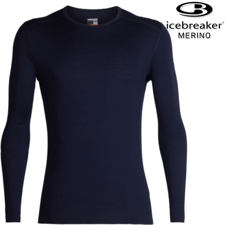 Icebreaker Oasis BF200 男款 素色圓領長袖上衣/美麗諾羊毛排汗衣 104365 401夜藍