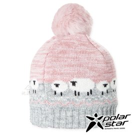 【PolarStar】女保暖毛球帽-綿羊『粉紅』P20603 冬季.禦寒.保暖.毛球帽.素色帽.針織帽.毛帽.毛線帽.帽子