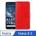 IN7 瘋馬紋 Nokia 8.3 (6.81吋) 錢包式 磁扣側掀PU皮套 吊飾孔 手機皮套保護殼-紅色