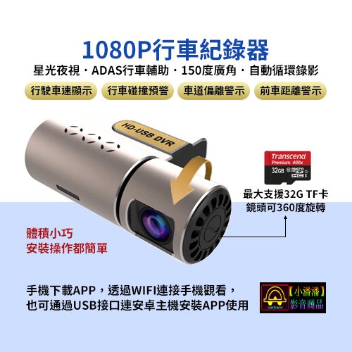 【小潘潘】1080P行車紀錄器／安卓主機行車紀錄器／WIFI行車紀錄器／安卓音響配件／安卓汽車音響配件／WIFI手機監控