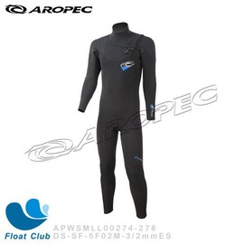 【AROPEC】男款3/2mm 全超彈性布料 前開拉鍊式衝浪防寒衣(黑/藍) - 藍寶石