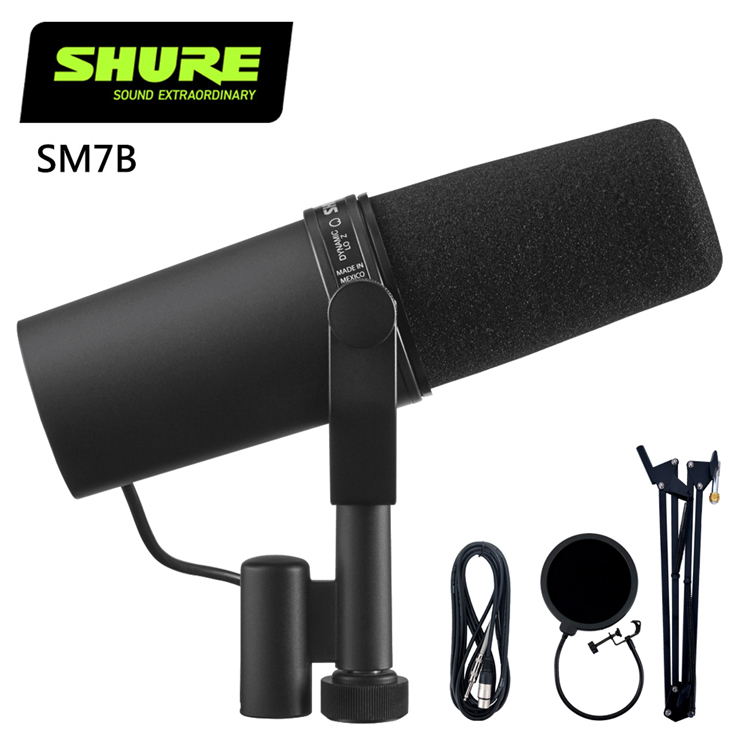 SHURE SM7B人聲麥克風-錄音室豪華套裝組/防噴罩/麥克風夾/5米訊號線