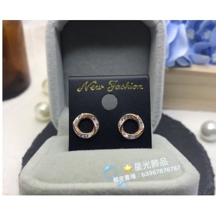 【星光飾品】《現貨》正生銀飾 時尚漩渦鑽耳環 925純銀 香港代購