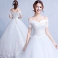 【曼妮婚紗禮服】3件免郵~新款婚紗禮服 韓式一字肩齊地顯瘦新娘婚紗禮服~A246
