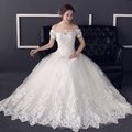 【曼妮婚紗禮服】3件免郵~新款婚紗禮服 韓式一字肩齊地顯瘦新娘婚紗禮服~A258