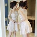 【曼妮婚紗禮服】3件免郵~結婚晚禮服 伴娘 宴會 韓版杏粉色修身顯瘦小禮服連衣裙HA322