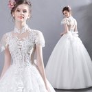 【曼妮婚紗禮服】3件免郵~新款婚紗禮服 新款夢幻公主泡泡袖 修身顯瘦齊地新娘婚紗禮服~A345