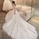 【曼妮婚紗禮服】3件免郵~新款婚紗禮服 V領拖尾新娘婚紗禮服~A360