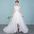 【曼妮婚紗禮服】3件免郵~新款婚紗禮服 新款韓式修身顯瘦前短後長拖尾新娘婚紗禮服~A396