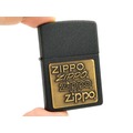 原廠正品附發票 美國ZIPPO打火機 *4代LOGO浮雕* (黑裂紋黃銅貼片-型號362) ✦球球玉米斗✦