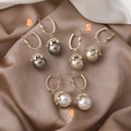 {朵朵韓飾} B5730 韓國直送(正韓)-925銀針 法式氣質水鑽珍珠耳圈耳環(三色)