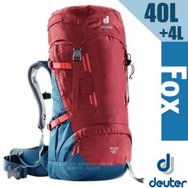 【德國 Deuter】Fox 40+4L 專業輕量拔熱透氣背包(大容量設計+Vari Quick速調肩帶系統).適健行登山.自助旅行_3611221 紅/藍