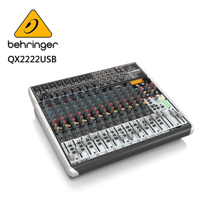 亞洲樂器 BEHRINGER QX2222USB專業級小型混音器(8個XENYX麥克風前置放大器和壓縮器)、直播