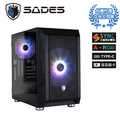 SADES Indra 因陀羅 TYPE-C 全透側A‧RGB 水冷電腦機箱 (黑色)