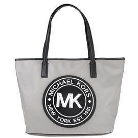 MICHAEL KORS KENLY 大圓標LOGO輕量尼龍大托特肩背包(大象灰