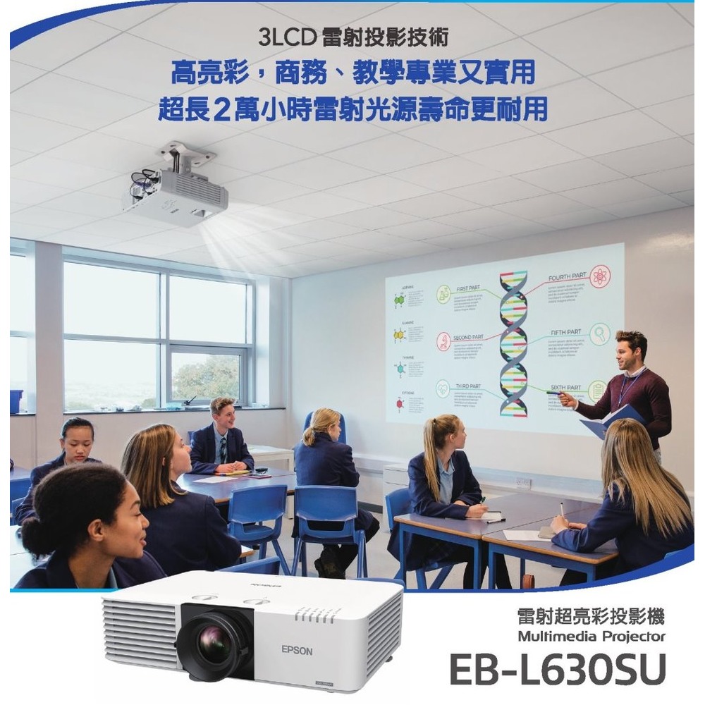 epson eb l 630 su 短焦雷射投影機 6000 lm wuxga 支援 4 k 0 8 鏡頭短距離打大畫面 公司貨 3 年保固