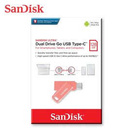 SanDisk Ultra GO 128GB 蜜桃橘 TYPE-C USB 3.1 雙用 OTG 旋轉隨身碟 (SD-DDC3-PC-128G)