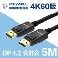 POLYWELL DP 1.2 傳輸線 DisplayPort 公對公 5M