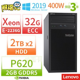 【阿福3C】Lenovo 聯想 ThinkSystem ST50 伺服器 Xeon E-2236/ECC 32G/4TB(2TBx2)/P620/Server 2019 標準版/400W/三年保固