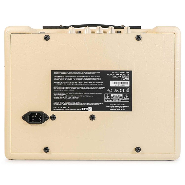 NOT                                                                                    HI POTMODEL: DEBUT 15EPRODUCT NO: 140102-VB220-230V-50/45 WATTS CAUTION    Blackstar   under