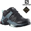 Salomon X ULTRA 4 女款低筒Gore-tex防水登山鞋 L41289600 黑/暴綠/乳白藍綠
