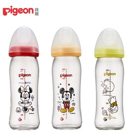 貝親 Pigeno 迪士尼寬口玻璃奶瓶240ml(米奇/米妮/維尼)
