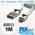 【小樺資訊】MK馬克【MICRO USB 麵條傳輸線1M 純粹白】HTC SONY SAMSUNG LG