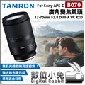 數位小兔【公司貨 TAMRON B070 17-70mm F2.8 DiIII-A 廣角變焦鏡頭 Sony APS-C】