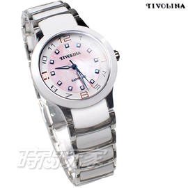 TIVOLINA 珍珠螺貝面盤 數字 鑽錶 陶瓷錶 防水錶 藍寶石水晶鏡面 女錶 粉色 MAW3719PS