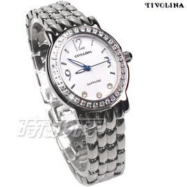 TIVOLINA 優雅來自於精緻 橢圓形 鑽錶 防水手錶 藍寶石水晶鏡面 女錶 白色 LAW3713DW