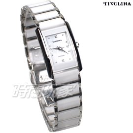 TIVOLINA 閃耀美鑽 方型鑽錶 珍珠螺貝面盤 防水手錶 藍寶石水晶鏡面 女錶 白色 LKW3621WS