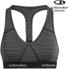 Icebreaker Sprite BF150 女款運動內衣/排汗內衣/美麗諾羊毛 103020 013 黑條紋/白【贈送胸墊】