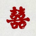 紅絨面囍字貼紙(中草喜-2入) No.50170305